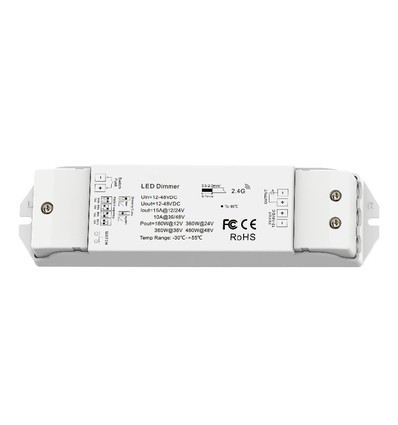 LEDlife rWave LED controller - Push-dim, 12V (180W), 24V (360W), aflastning i begge ender