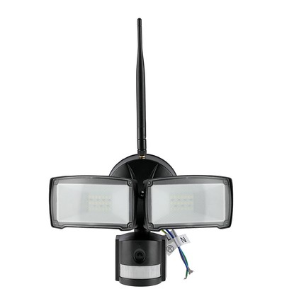18W projektør - LED, WiFi, sensor, kamera, 6000K, sort hus