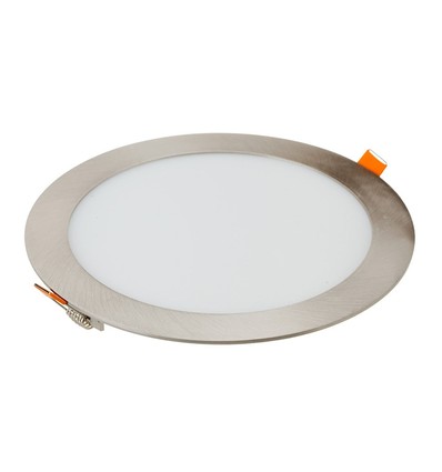 18W Slim Panel - 3000K, Rund, Lys-Satin Nikkel