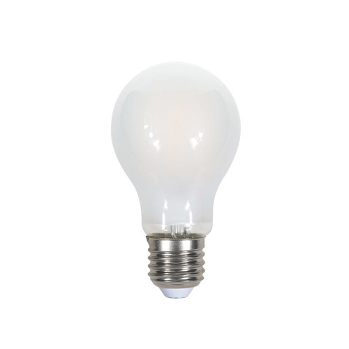 E27 7W A60 LED pære - Mat glas, filament, 840lm, varm hvid