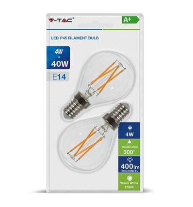 P45 Cross Pære - Klart Glas, 4W, 2700K, E14