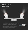 12W LED Væglampe - 3000K, 2 hoveder, hvid