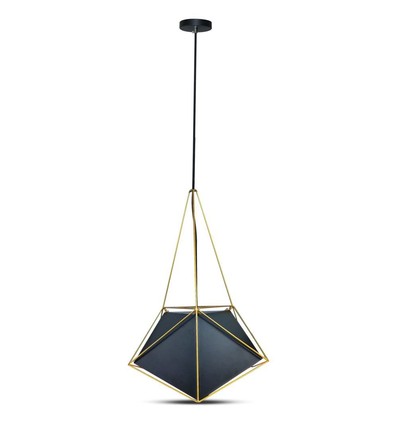 Prism Pendel Lampe E27 - Sort Lampeskærm med Guldkant, Ø400*540mm