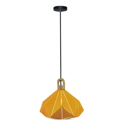 Pastel Træ Prisme Gul Pendellampe (E27) - Ø320*270mm
