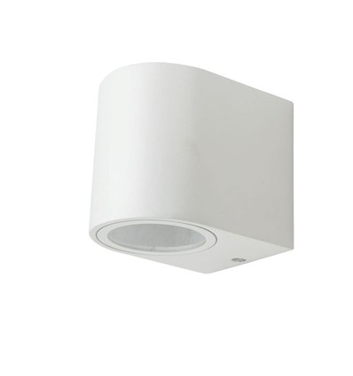 1-vejs væglampe GU10 - aluminium, rundt, hvidt hus, IP44
