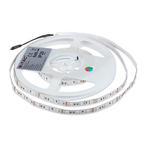10W/m - LED Stribe Lys RGB Sæt IP20 EU Stik (5m/rulle)