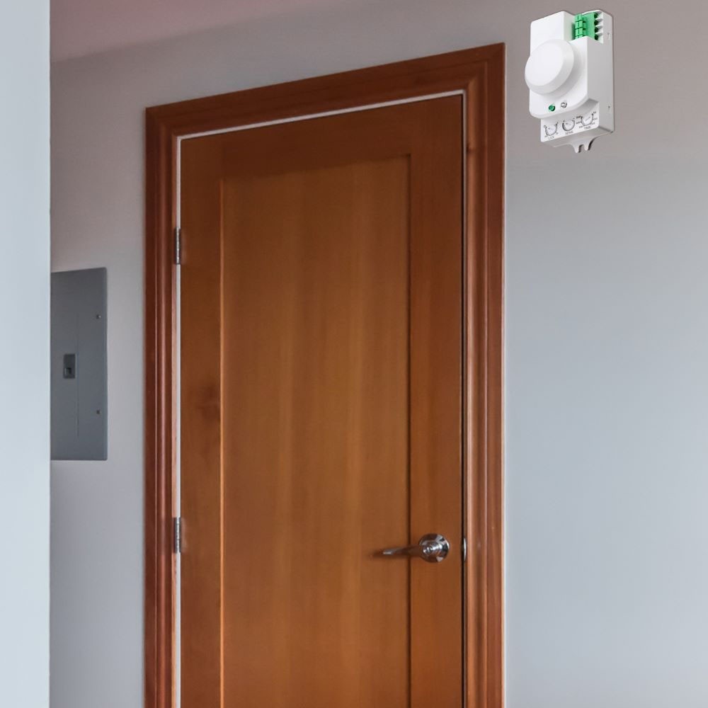 Mikrobølge bevægelsessensor med manual override - 360 °, 1-8m rækkevidde, IP20, hvid, max 300W LED