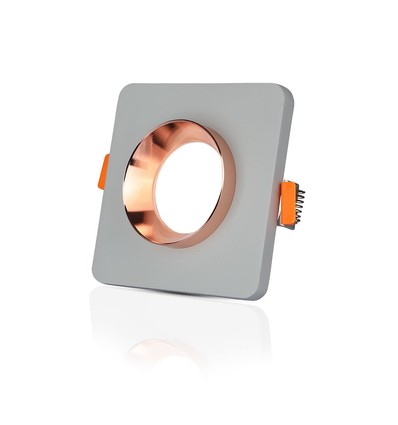 GU10 - Grå Beton (Nedsænket) med Mat Rosa Guld Bund, Firkantet