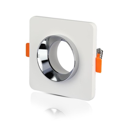 GU10 Gips Metal - Hvid Gips med Krom Bund, Firkantet