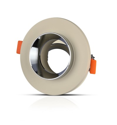 GU10 Gips Metal - Mat Hvid med Krom Bund - Rund