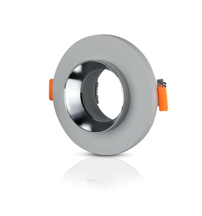 GU10 Gips Metal - Grå Beton med Chrom Bund - Rund