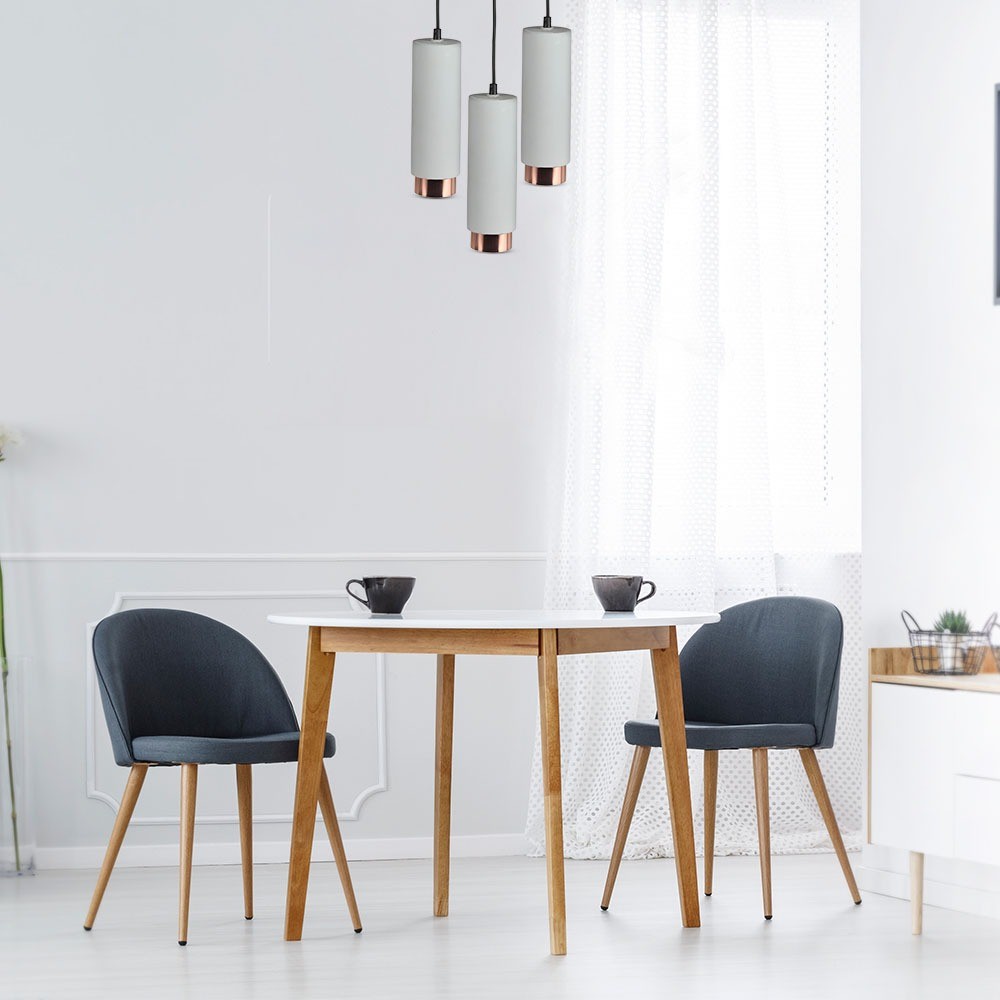 GU10 pendel i gips og metal - Rund, grå med mat rose gold bund, IP20 indendørs, uden lyskilde