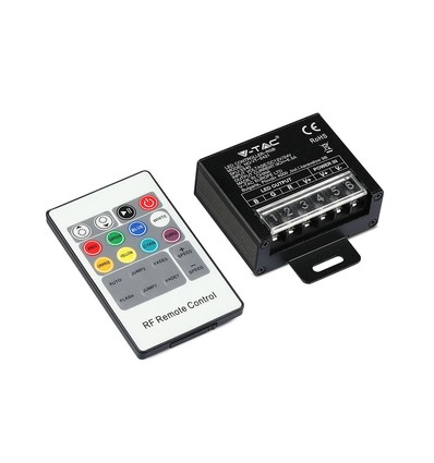RGB LED controller med 20-knaps RF fjernbetjening - 12V/24V, 3 kanaler, max 480W, IP20