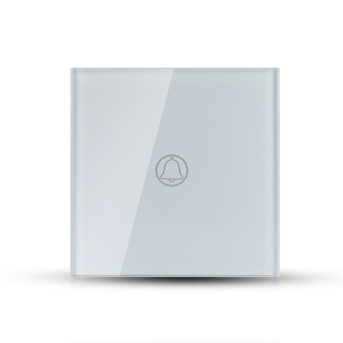 1-tryks touch dørklokke afbryder, hvid - Glas cover, indbygget, IP20 indendørs