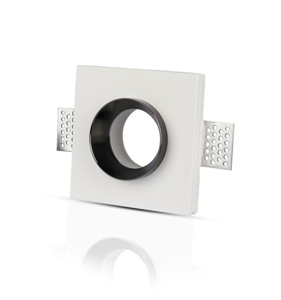 GU10 - hvid gips (nedsænket), sort metal-firkant