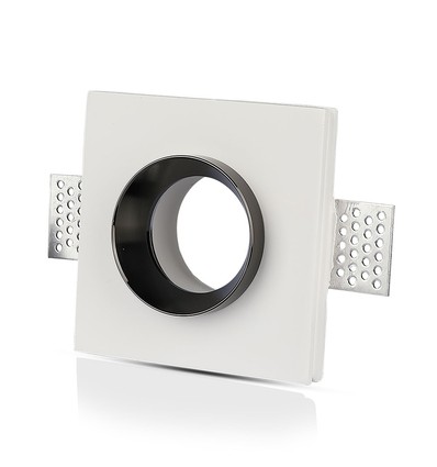GU10 - hvid gips (nedsænket) med krom metal, firkantet