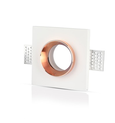 GU10 - hvid gips (nedsænket) med matt rosaguld metal, firkantet
