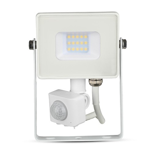 10W Projektør - PIR Sensor, Samsung Chip, 3000K, Hvidt Hus
