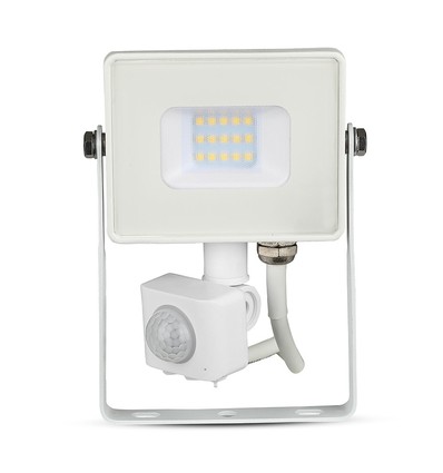 10W Projektør - PIR Sensor, Samsung Chip, 3000K, Hvidt Hus
