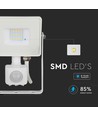 10W Projektør - PIR Sensor, Samsung Chip, 3000K, Hvidt Hus