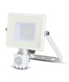 PIR sensor projektør 30W Samsung chip - 6400K, hvid hus