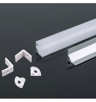 Monteringssæt - LED-Strips Hjørne 2000x15.8x15.8mm, Sølv