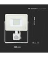 20W Projektør Samsung Chip PIR Sensor 3000K Hvidt Hus