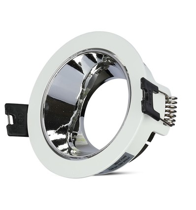 GU10 lampe - rund, hvid + krom