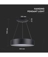 20W Overflade glat pendel lys - 3000K, sort, dæmpbar