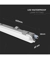 1x18W Vandtæt Lampe - 120cm, med LED Rør, 6400K, IP65