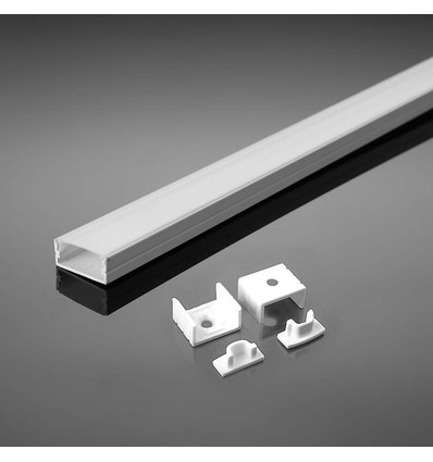 Monteringssæt LED-strip - 12mm Overflade, 2000x17,4x7mm, Hvid