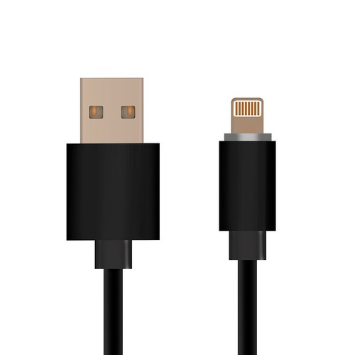 1,5m MFI iPhone kabel - sort