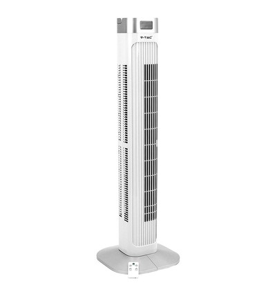 55W LED Tower Fan, 36" - Hvid, 3 hastigheder, fjernbetjening, timer, oscillation, temperaturdisplay