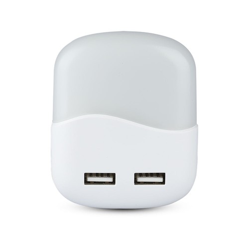 0,45W Natlampe - LED, EU Stik, USB, Samsung Chip 4000K, Firkantet