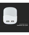 0,45W Natlampe - LED, EU Stik, USB, Samsung Chip 4000K, Firkantet