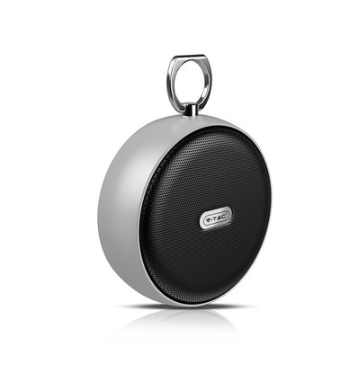 Bærbar Bluetooth højttaler med krog - TWS, 800mAh batteri, indbygget mikrofon, grå