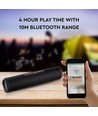 Bærbar Bluetooth højttaler med stofdesign - 2x3W, sort, FM radio, USB/TF, TWS, genopladelig, 39,4cm lang