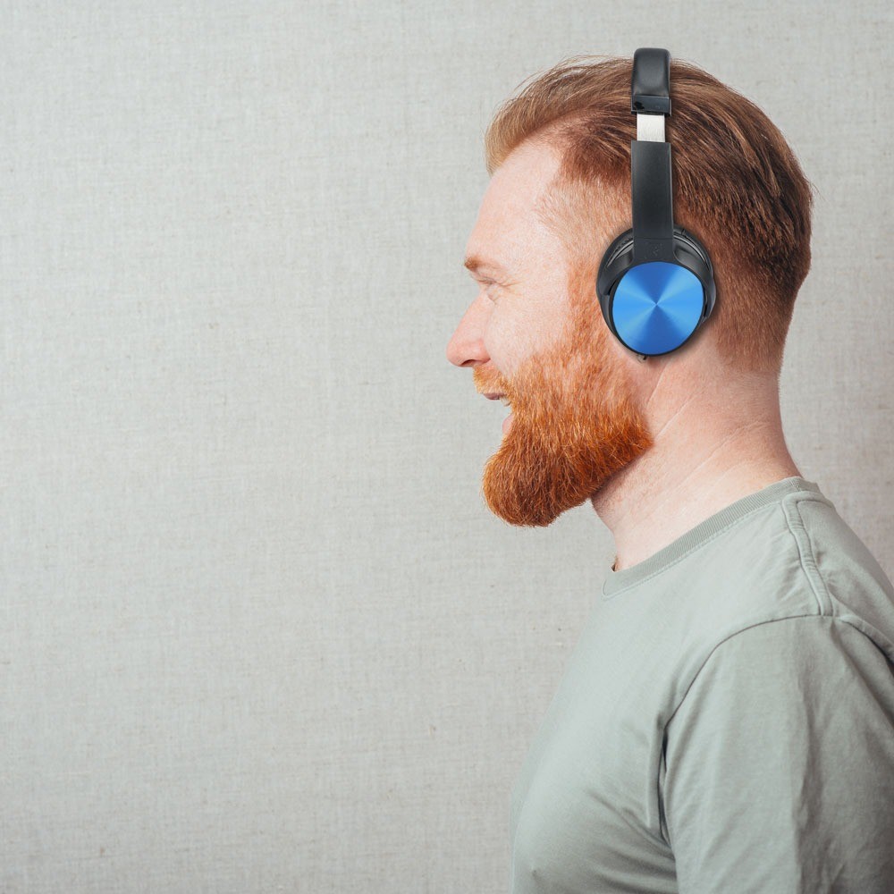 Trådløse Bluetooth hovedtelefoner med drejbare ørebøffer, blå - Op til 12 timers spilletid, 10m rækkevidde