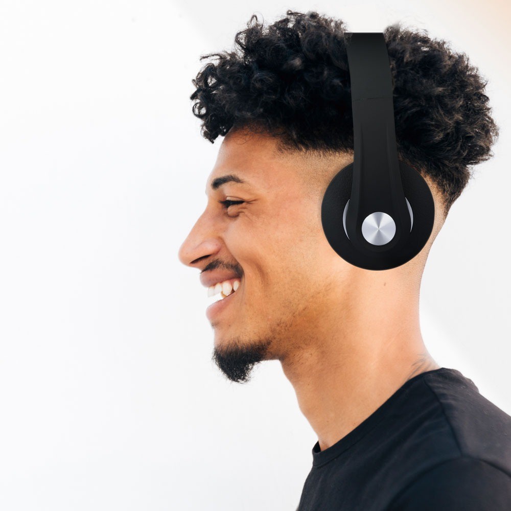 Bluetooth trådløse hovedtelefoner, sort - 500mAh batteri, op til 12 timers spilletid, foldbart design, AUX/Micro SD indgang