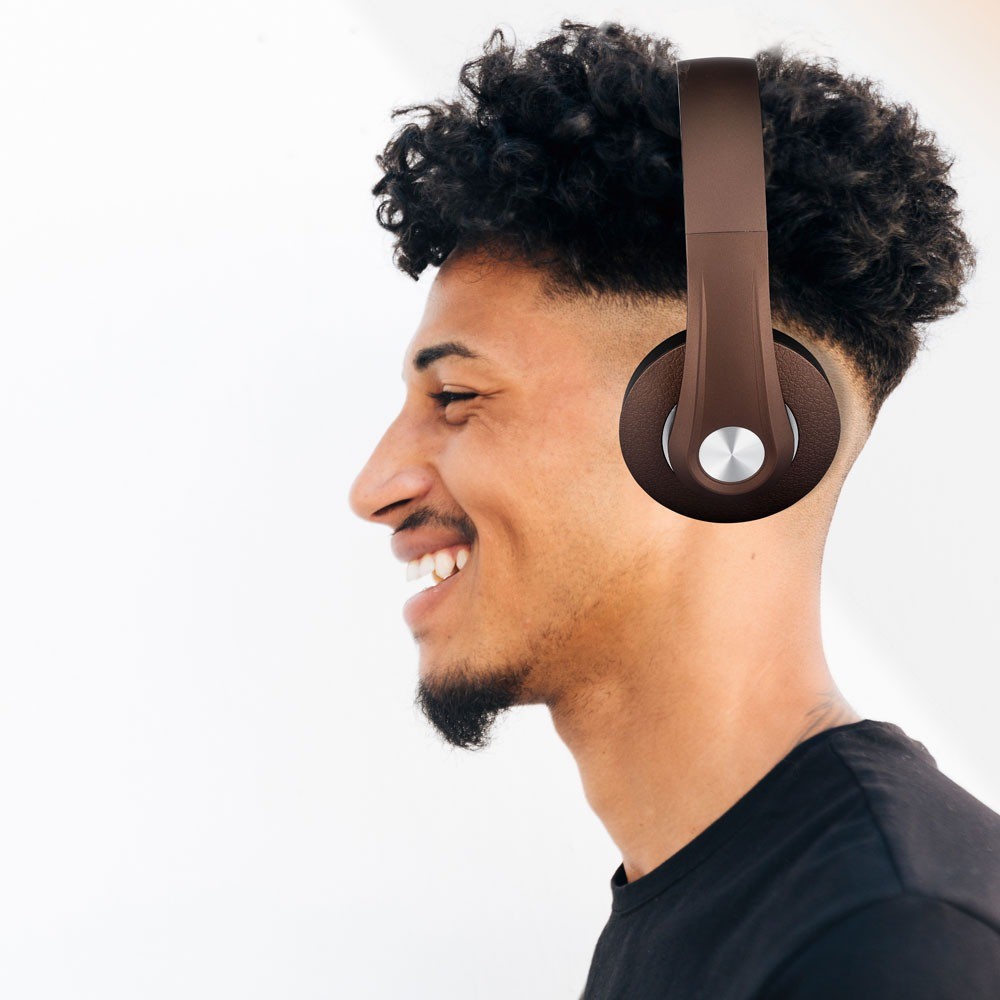 Trådløse Bluetooth hovedtelefoner med justerbar bøjle - Op til 12 timers spilletid, 10m rækkevidde, brun