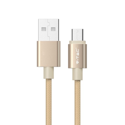 MicroUSB 1m stofkabel - Guld, microUSB til USB-A