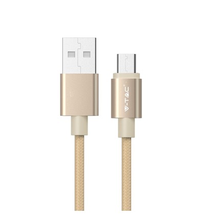 MicroUSB 1m stofkabel - Guld, microUSB til USB-A