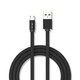 MicroUSB kabel 1m sort - Bomuldsstof, MicroUSB til USB-A