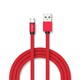 1m Micro USB flettet kabel med bomuldsstof - rød (Ruby serie)