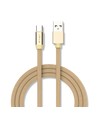 1m Type-C USB kabel i guld - Ruby Series, bomuldsflettet, USB-C til USB-A