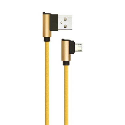 1m Micro USB kabel L-Type, Guld - 2.4A, Diamond Series, vævet bomuld