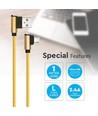 1m Micro USB kabel L-Type, Guld - 2.4A, Diamond Series, vævet bomuld