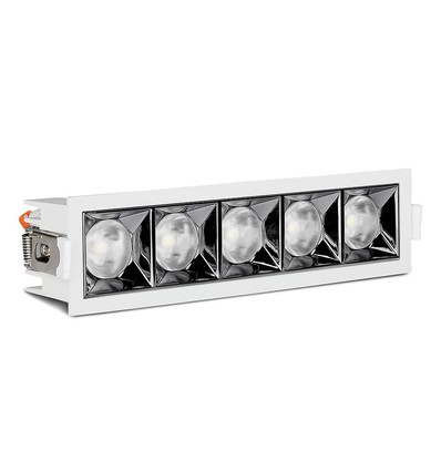 20W rektangulært LED indbygningsspot, RA90 - Samsung LED chip, hvid, hul: 200x45 mm, 5700K