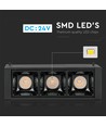 3*1W LED magnetisk lineær spotlys - 4000K, sort, IP20, 24V