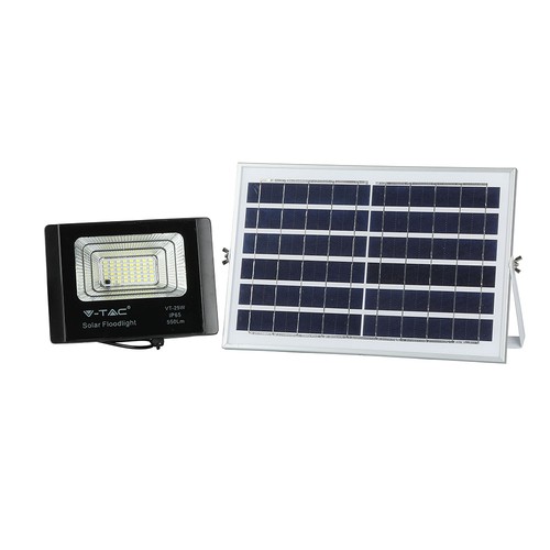 25W Solara LED projektør med solcelle - 550lm, IP65, sort, inkl. fjernbetjening og solpanel